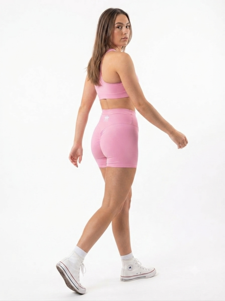 Pink Seamless High Waist Pants, Scrunch Butt, Butt Lift Gym Leggings Squat Proof Tummy Control Fitness Shorts