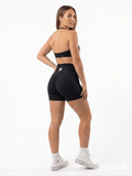 Black Seamless High Waist Pants, Scrunch Butt, Butt Lift Gym Leggings Squat Proof Tummy Control Fitness Shorts - Pure Flow Essentials