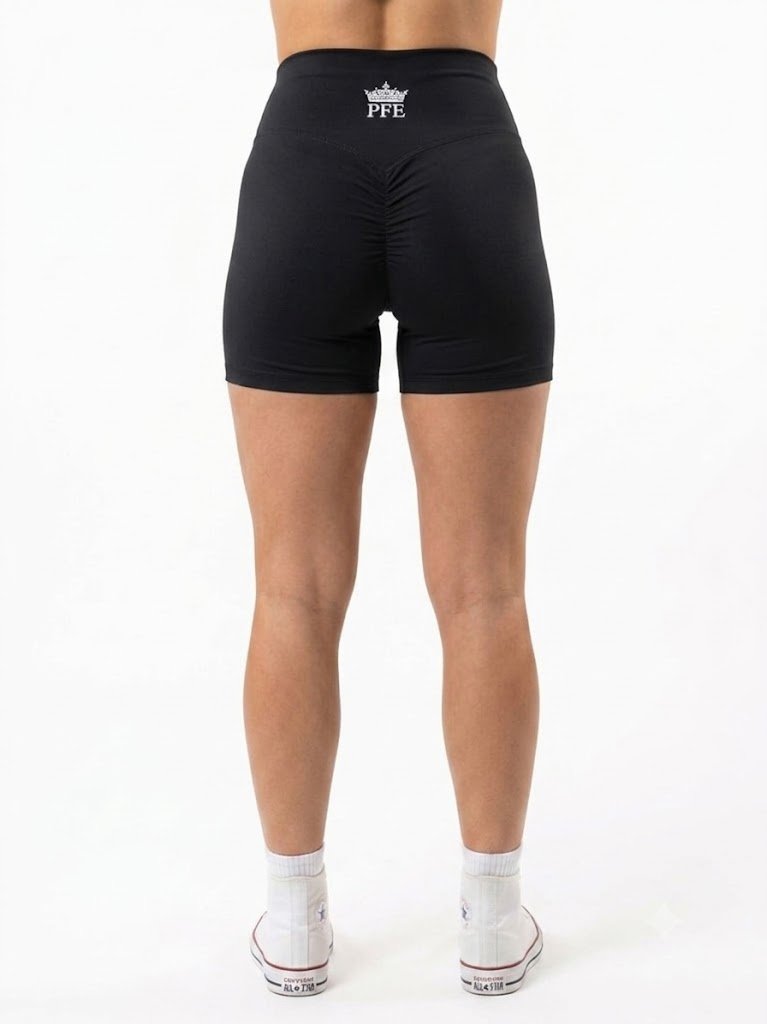Black Seamless High Waist Pants, Scrunch Butt, Butt Lift Gym Leggings Squat Proof Tummy Control Fitness Shorts - Pure Flow Essentials