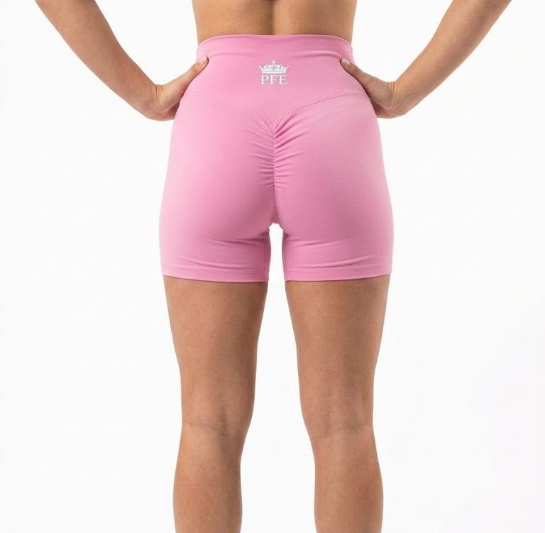 Pink Seamless High Waist Pants, Scrunch Butt, Butt Lift Gym Leggings Squat Proof Tummy Control Fitness Shorts - Pure Flow Essentials